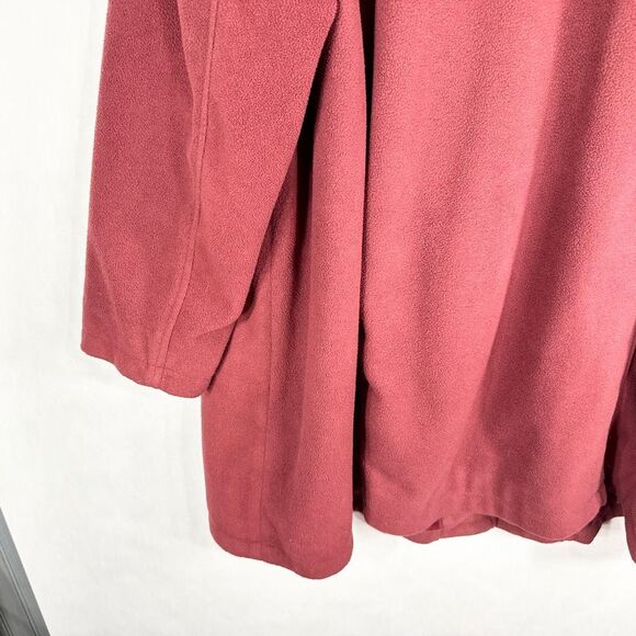Woman Within 26W Coat Fleece Jacket Hooded Heavy‎ Lined Red Maroon Buttons A - Picture 8 of 10